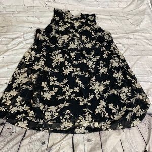 EUC Lane Bryant Gold Foil Chiffon Overlay High Neck Dress size 18